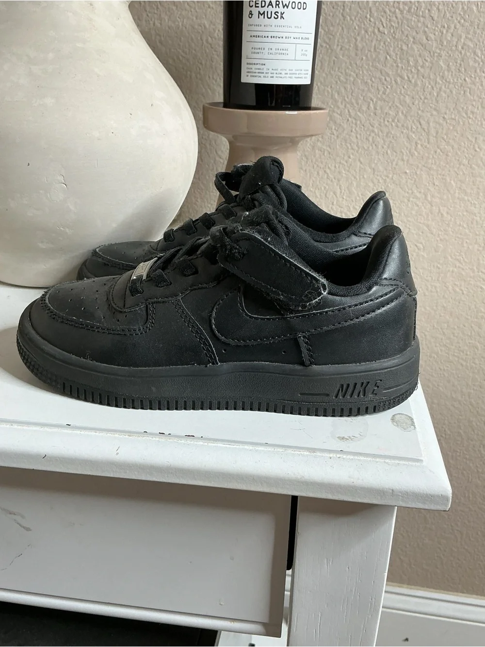 Nike Force 1 Kids' Black Low-Top Lace-Up Sneakers